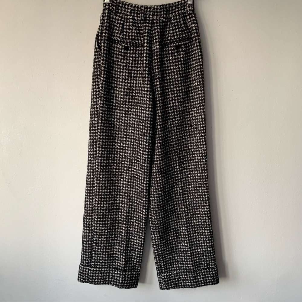 Dolce & Gabbana Houndstooth Tweed Pleated Wide Leg Wool Mohair Trouser Pants - Picture 10 of 12